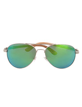 Load image into Gallery viewer, Handmade Zebra Wood Sunglasses with Green Mirror lens