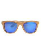 Óculos de Sol em Bambu com Lentes Espelhadas Azuis