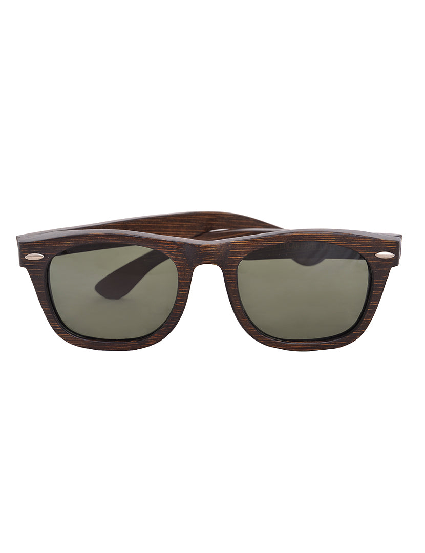 Óculos de Sol em Bambu Cor Café com Lentes Verdes