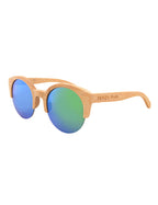 Óculos de Sol em Bambu com Lentes Espelhadas Verdes