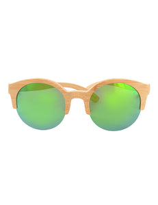 Handmade Bamboo Sunglasses with Green Mirror lens